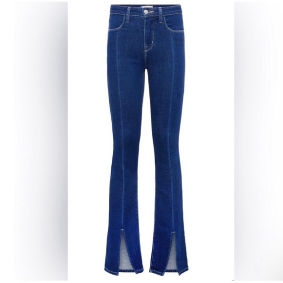 L AGENCE High Rise Beatrix Flare Bootcut Jeans Dark Wash Split Hem Size 27 - Picture 2 of 10